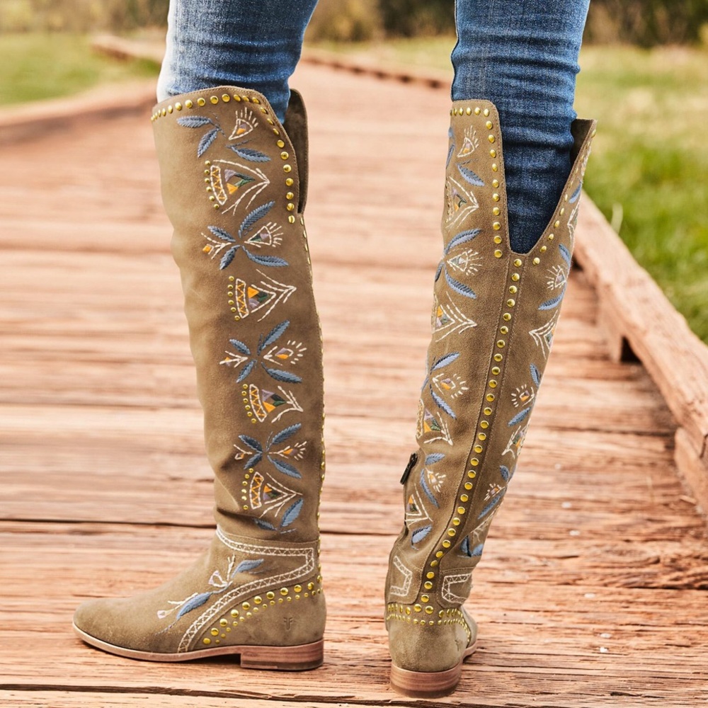 NEW • Frye • Tina Over The Knee Embroidered Boots